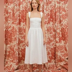 Reformation Tagliatelle Linen Dress White